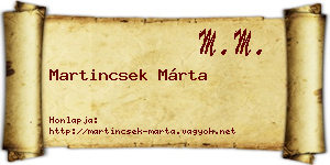 Martincsek Márta névjegykártya